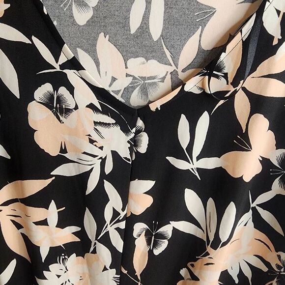 Roz & Ali NWOT Butterfly Floral Print Trumpet Sleeve Blouse Tie Front Size 1X - Picture 4 of 10